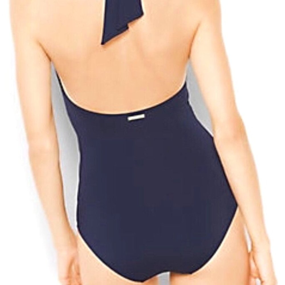 Michael Kors Deep -V Twist Maillot Navy Swimsuit - Picture 2 of 6